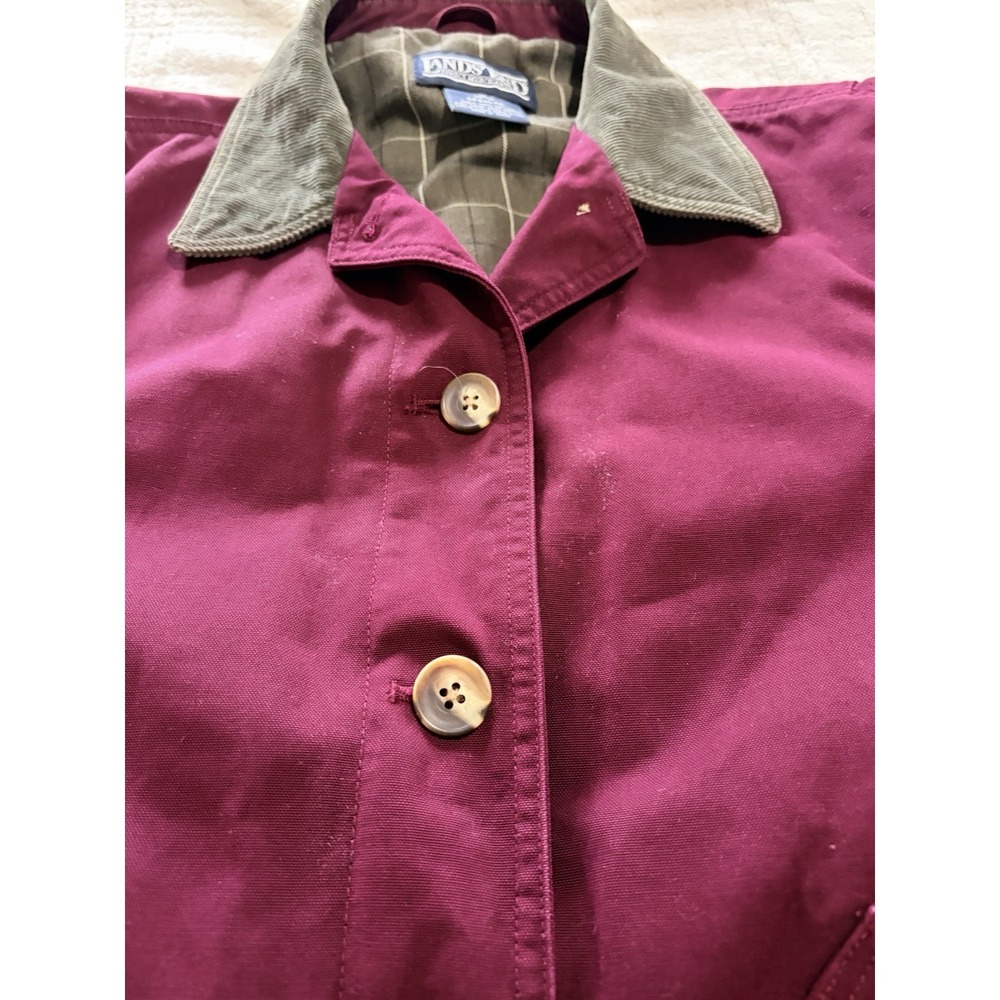 Lands End Barn Coat Womens Medium Brick Chore Jacket Corduroy Collar Plaid Lined - Picture 4 of 12
